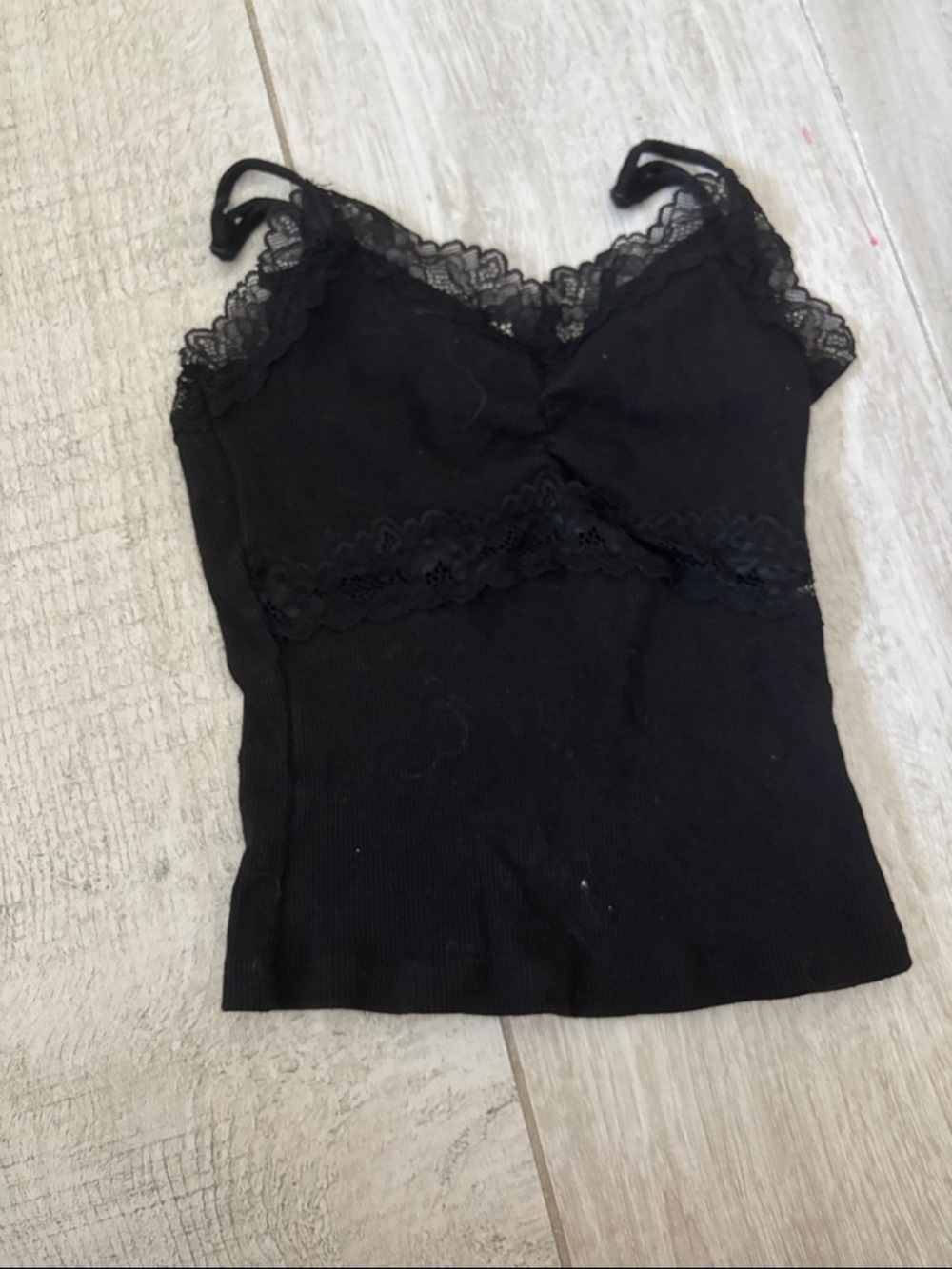 Divided Black Lace-Trim Camisole